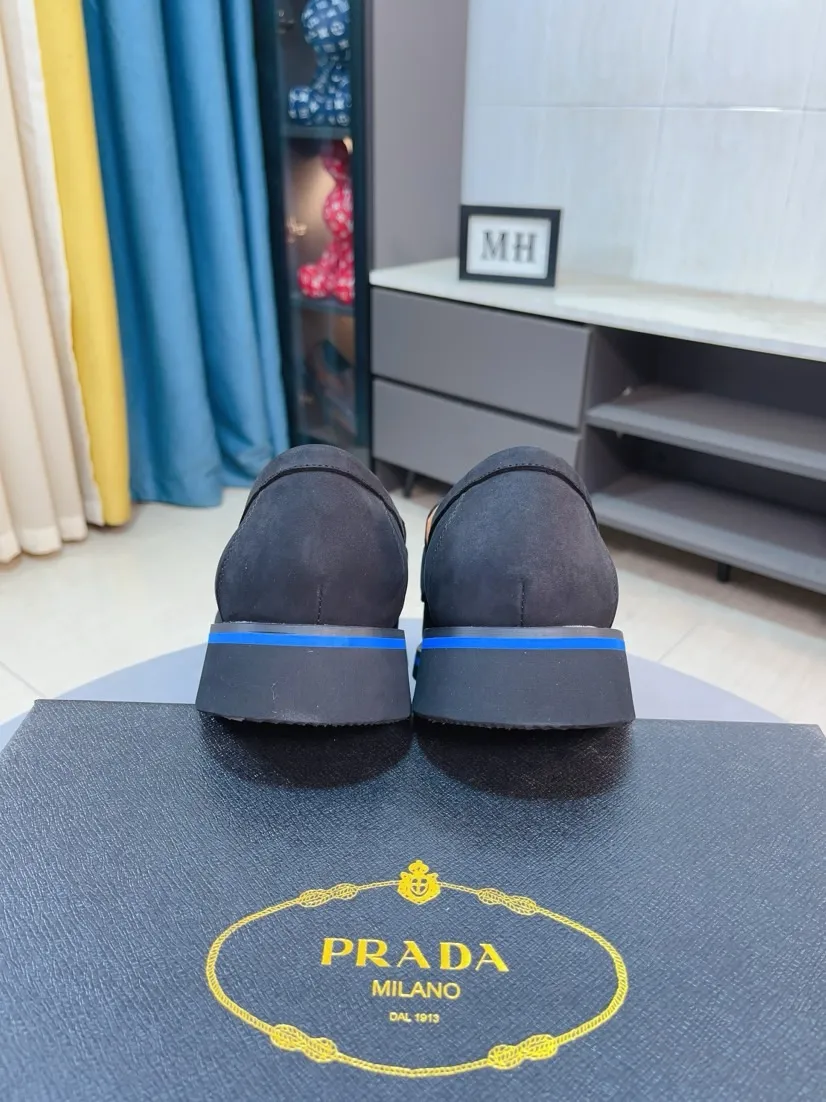 Men's shoes 💰540🌹🌹【PRADA Leather Shoes】Top purchasing agency Original imported Italian custom-made open-edge beaded cowhide leather surface, fully imported water-dyed breathable cowhide lining, original factory special molded sole super comfortable, size: 38-44